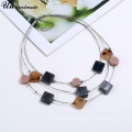 3 layers charm necklace with acrylic resin beads for women multi layered necklace